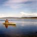 Gary in his kayak he made, on Kobuk River.