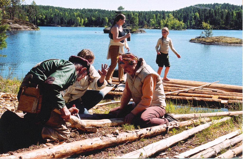 Oliver Cameron building raft in Norway