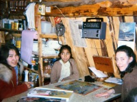 1967 Dorene with Rosa Downey  Emily Douglas playing a game at kitchen table.