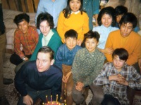 1968 Gary's birthday. Back row: ? Emily Douglas, Peter Douglas, Dorene, Mina Griest, Alice Lee, Griest, Charlie Tickett. Front row R to LeftTony Jones, Frankie Jones, Lee, Gerald.