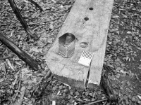 1978 berry rake for cranberries on work bench