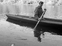 1978 Oliver in kayak, Manley, Oliver