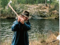 skann0023 Oliver hewing log for a raft