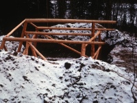 Fall 1964, Denslow iglu under construction.  Photo by Joyce or Dan Denslow. 